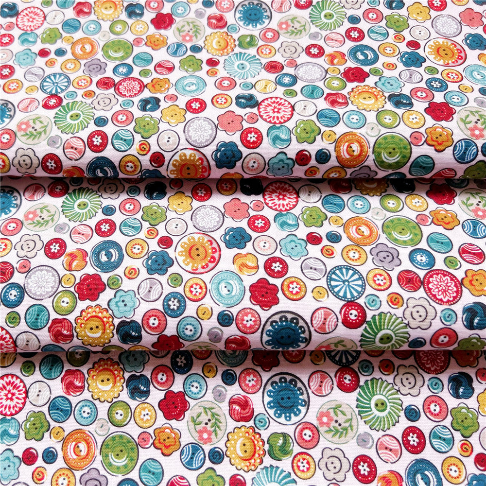 pink flower buttons 100% Cotton Fabric Patchwork Sewing Quilting Fabrics Needlework For Tissue DIY Cloth Sew Dress