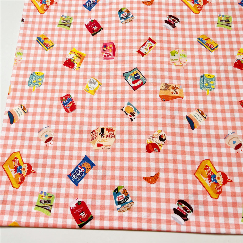 Cute plaid snacks printed cotton fabric patchwork doll skirt handmade tablecloth hand account book clothes pillow children