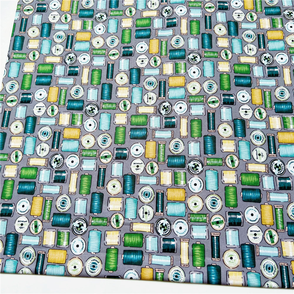 green coil Tailor's classroom Cotton Fabric Sewing Quilting Patchwork Needlework Handmade DIY tablecloth Pillowcase Material