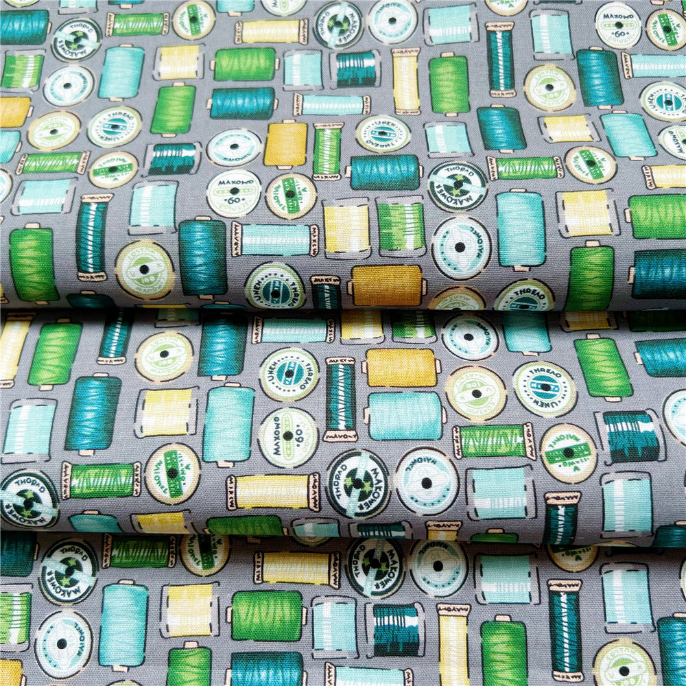 green coil Tailor's classroom Cotton Fabric Sewing Quilting Patchwork Needlework Handmade DIY tablecloth Pillowcase Material