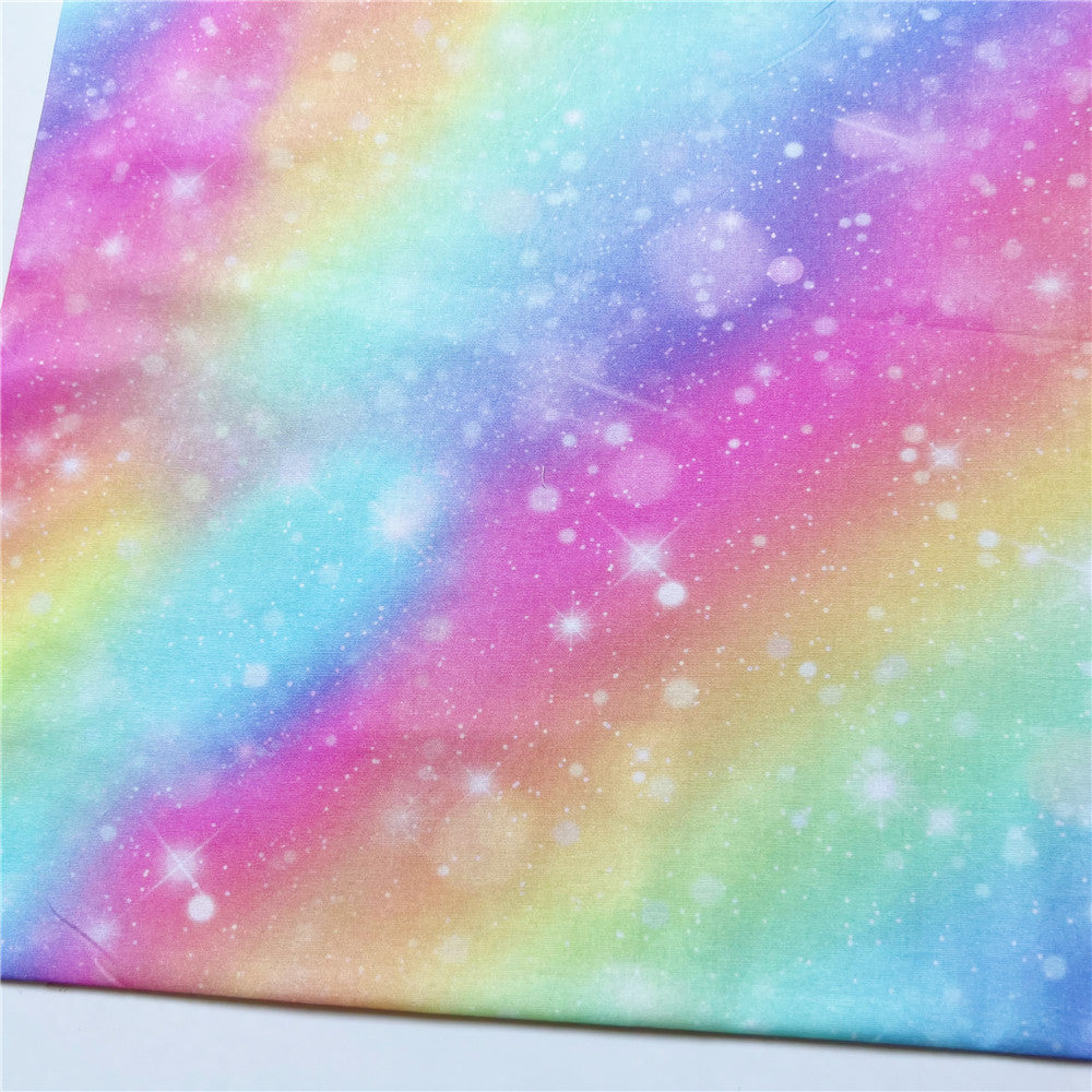 Beautiful rainbow starry cotton printed fabric diy hand-arranged children's dress hair accessories background book cover