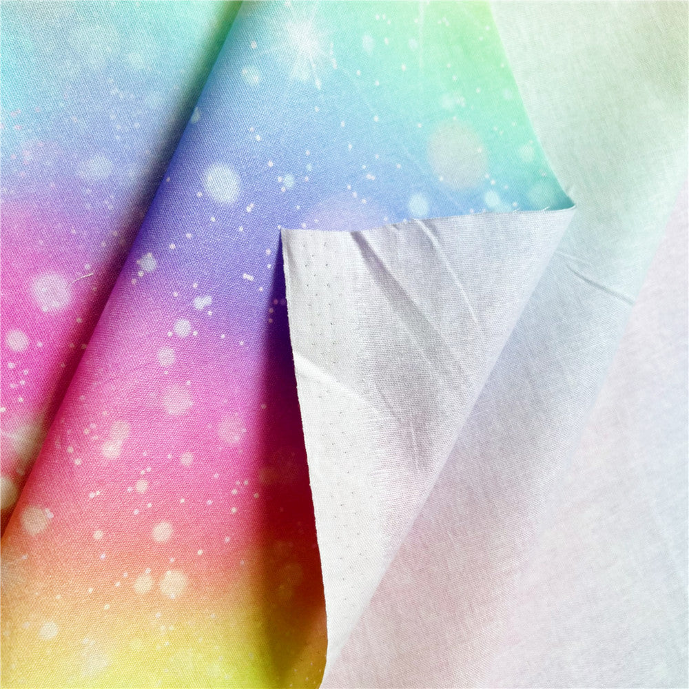 Beautiful rainbow starry cotton printed fabric diy hand-arranged children's dress hair accessories background book cover