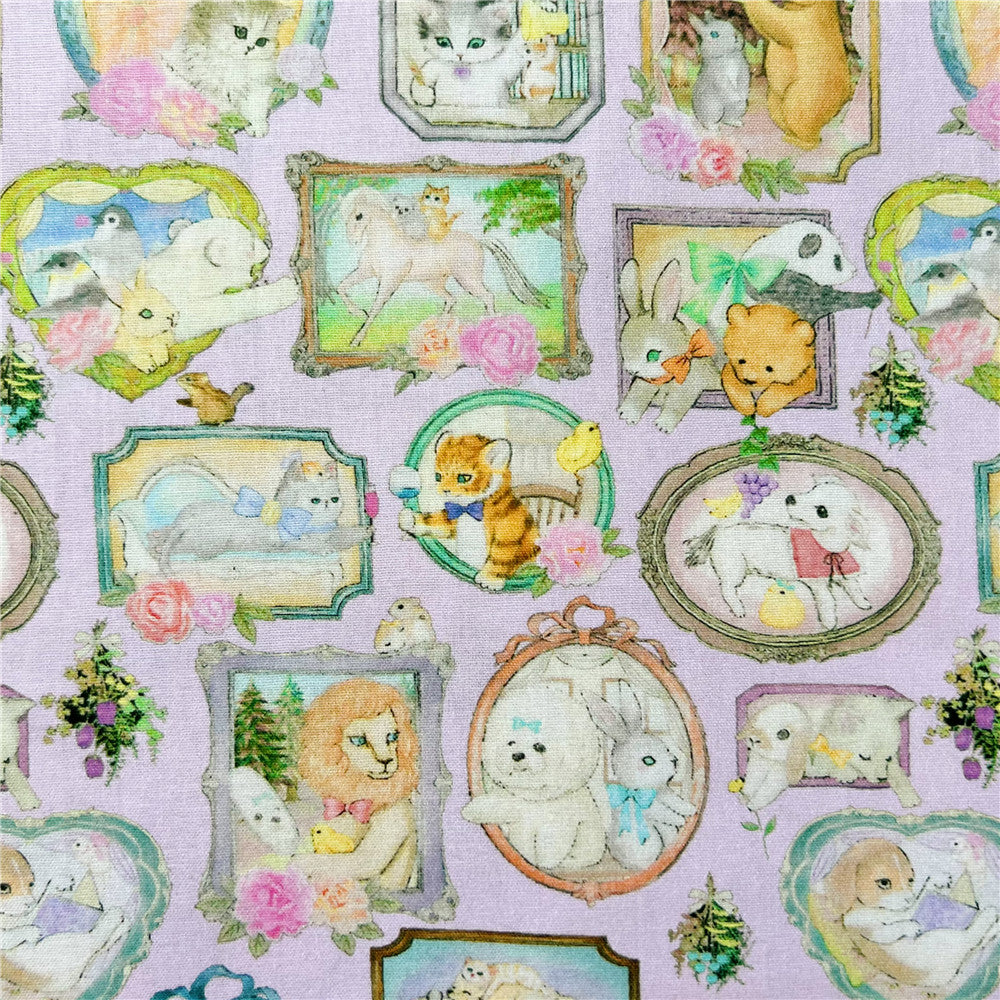 Cute picture frame fleeing small animal cotton plain fabric Needlework For Tissue DIY handmade dress children's poncho dress