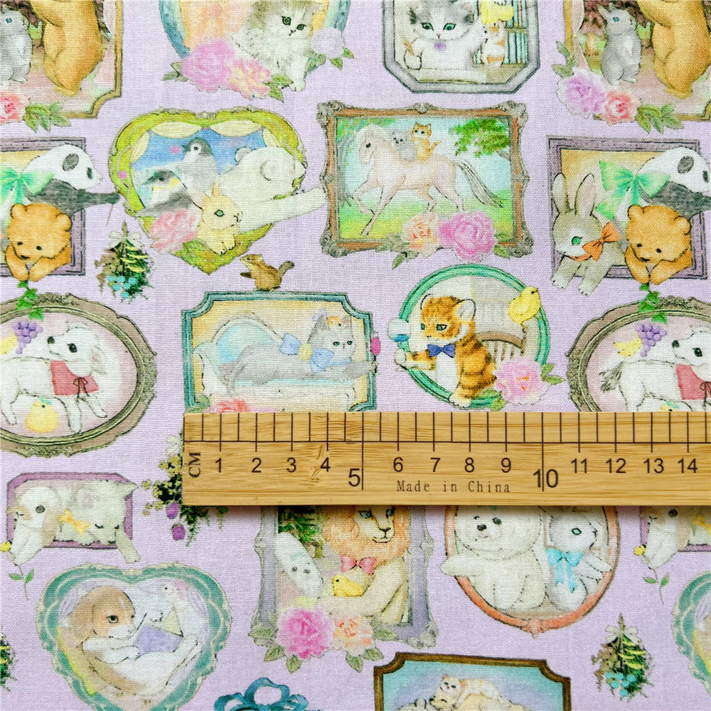 Cute picture frame fleeing small animal cotton plain fabric Needlework For Tissue DIY handmade dress children's poncho dress