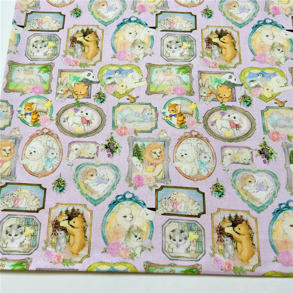 Cute picture frame fleeing small animal cotton plain fabric Needlework For Tissue DIY handmade dress children's poncho dress