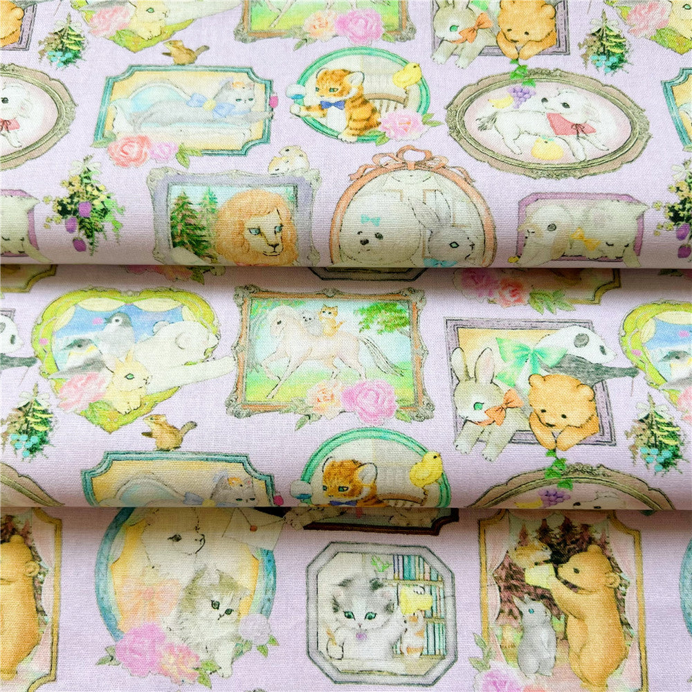 Cute picture frame fleeing small animal cotton plain fabric Needlework For Tissue DIY handmade dress children's poncho dress