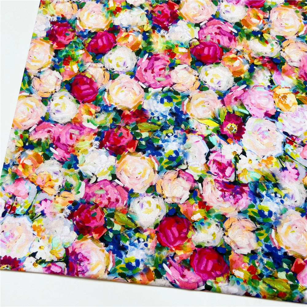 Vintage rose oil painting cotton plain cloth flower diy cartoon skirt book jacket Patchwork handmade clothing cotton