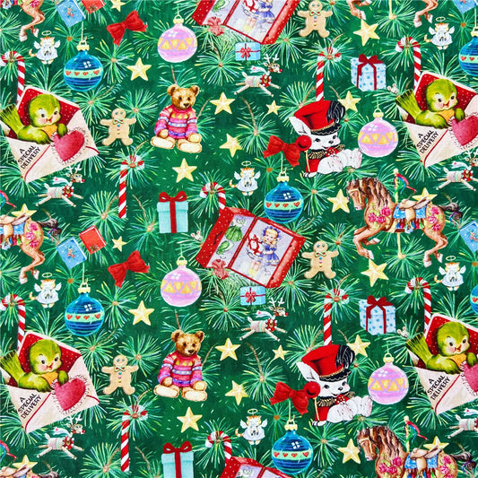 Retro Showa Christmas Animal Cotton Fabric Baby Christmas Dress Children Fabric Handmade DIY Fabric