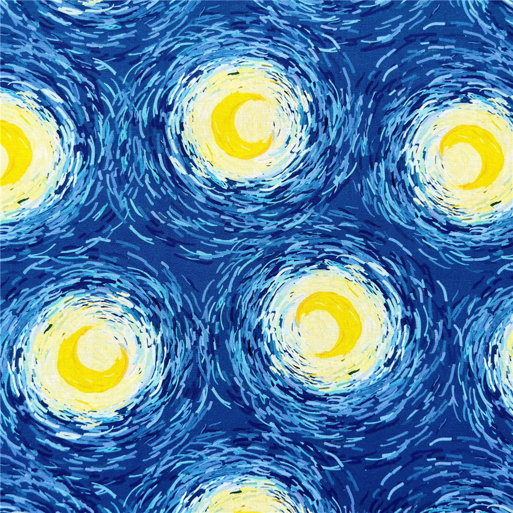 Famous oil painting star moon night cotton fabric Patchwork Sewing Quilting diy woman shirt bedding clothing handmade Material