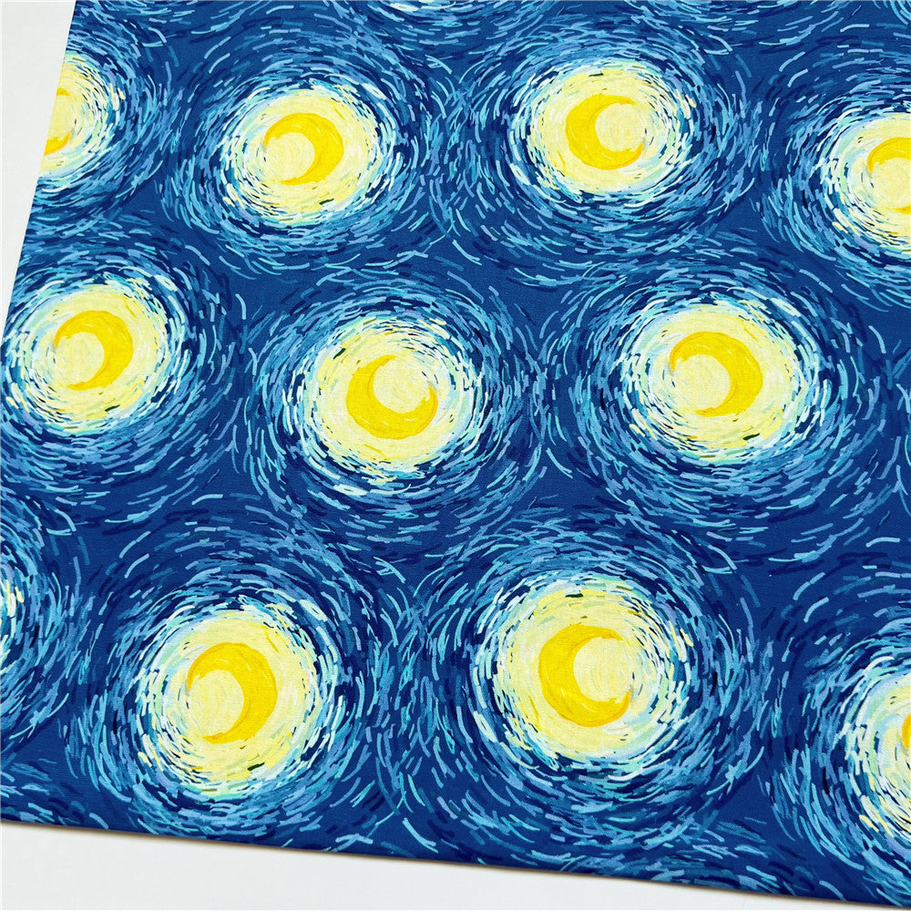 Famous oil painting star moon night cotton fabric Patchwork Sewing Quilting diy woman shirt bedding clothing handmade Material