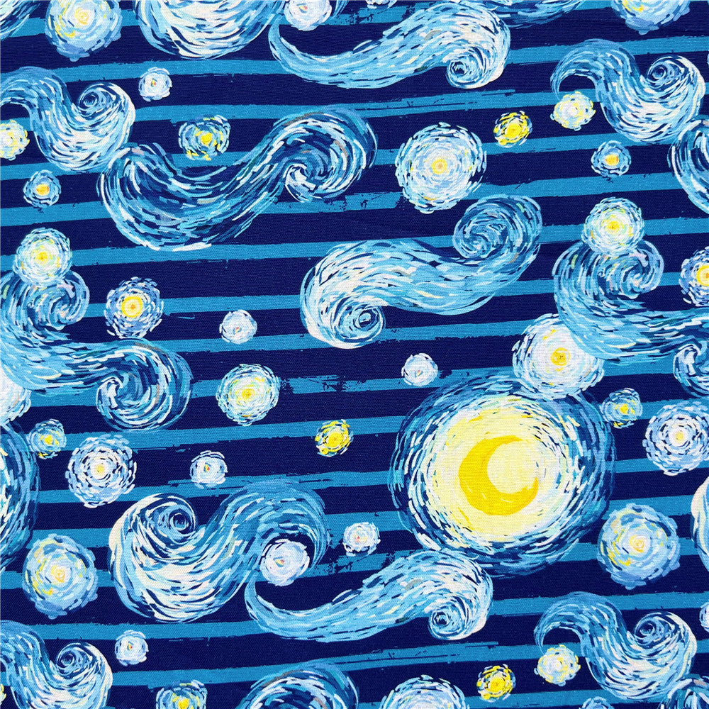 Cotton Fabric world masterpiece Starry sky moon night Sewing Cloth baby Dress Clothing Textile Tissue Patchwork Mask headscarf