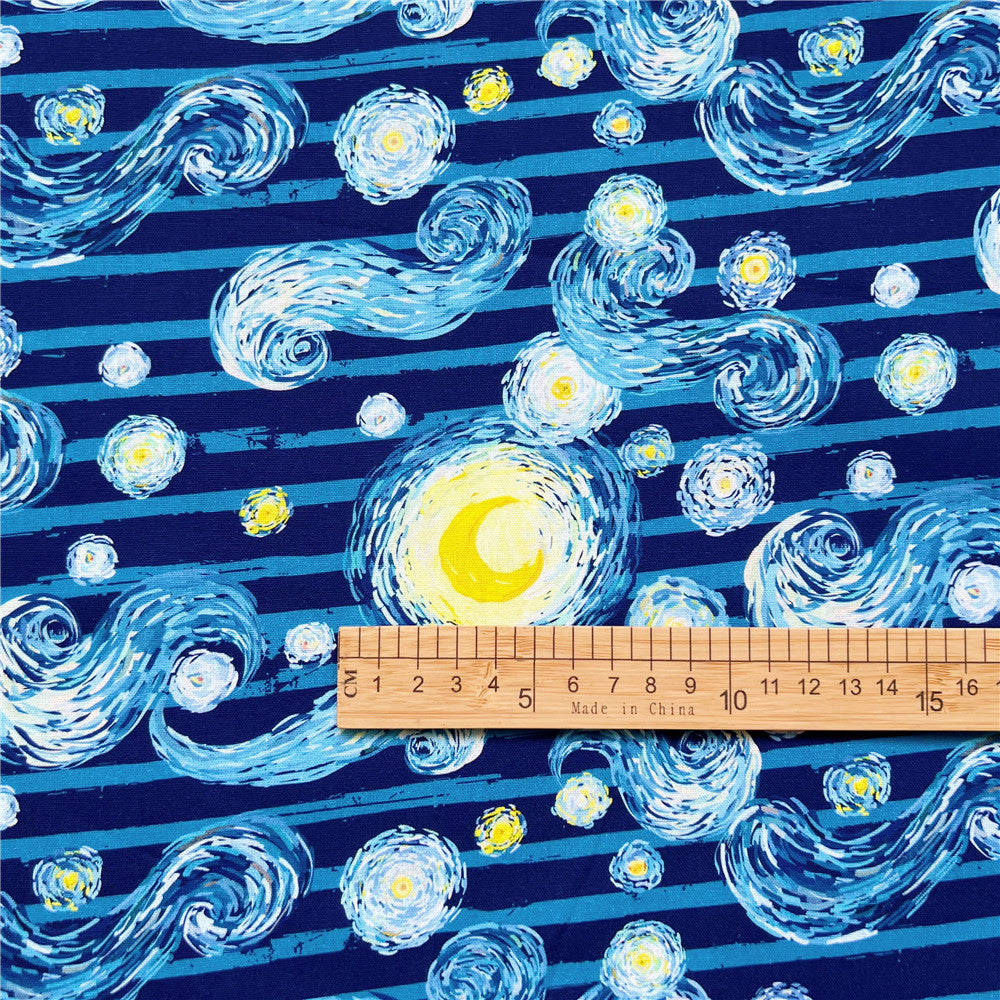 Cotton Fabric world masterpiece Starry sky moon night Sewing Cloth baby Dress Clothing Textile Tissue Patchwork Mask headscarf