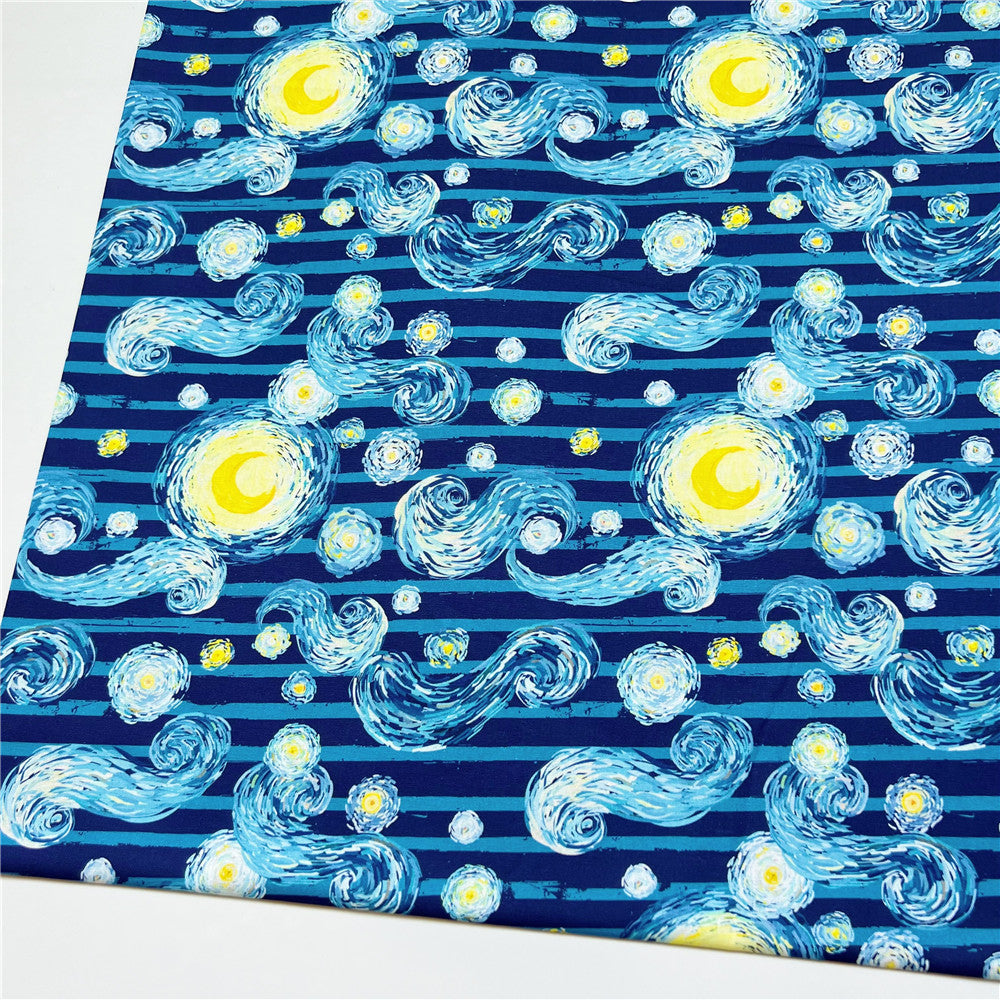 Cotton Fabric world masterpiece Starry sky moon night Sewing Cloth baby Dress Clothing Textile Tissue Patchwork Mask headscarf