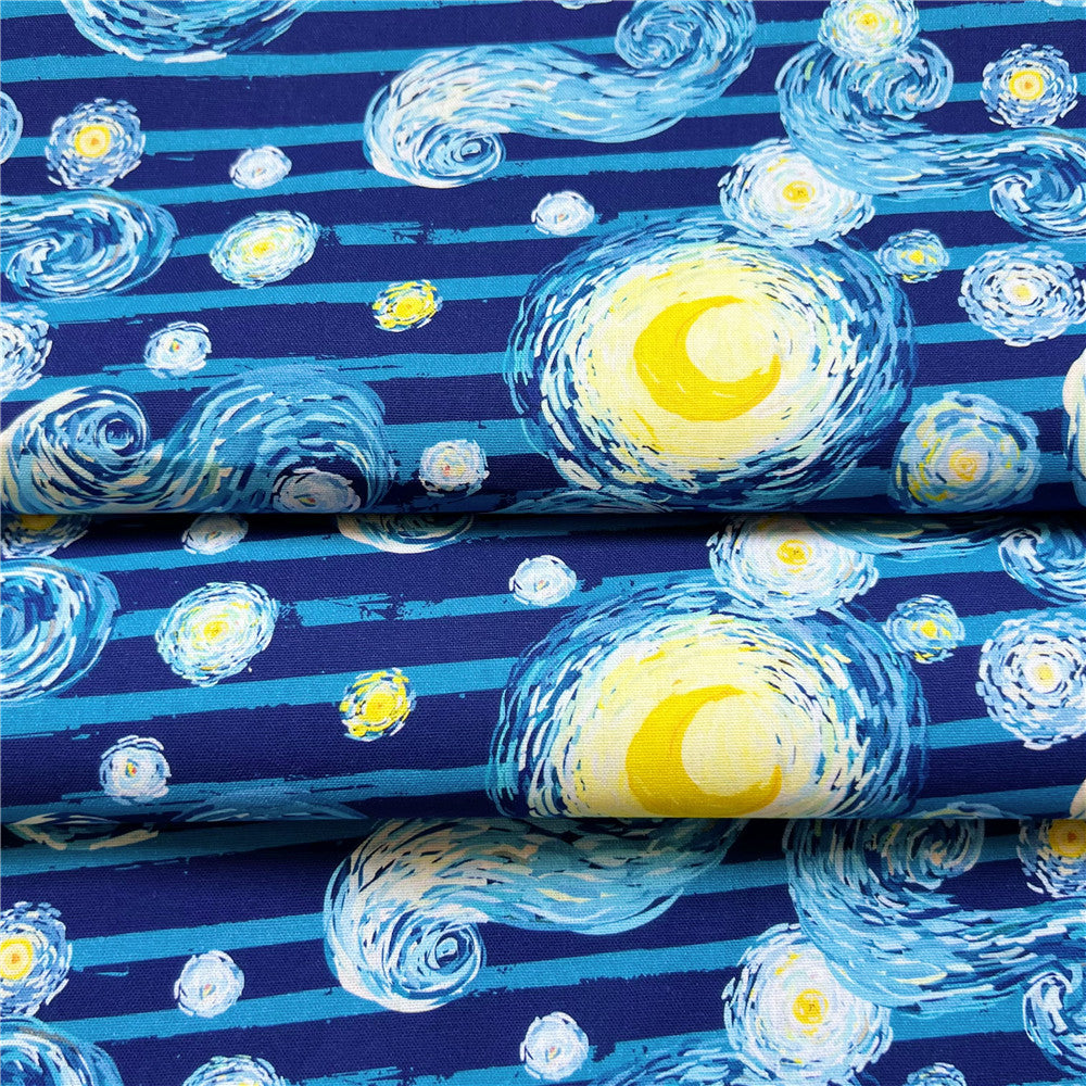 Cotton Fabric world masterpiece Starry sky moon night Sewing Cloth baby Dress Clothing Textile Tissue Patchwork Mask headscarf