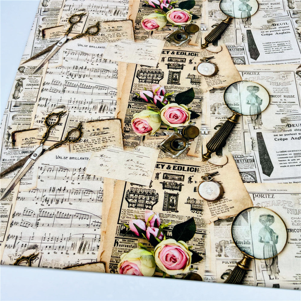 Retro newspaper magazine JunkJournal vintage 100% cotton fabric ,Patchwork Cloth,DIY Sewing Quilting Material For Baby skirt