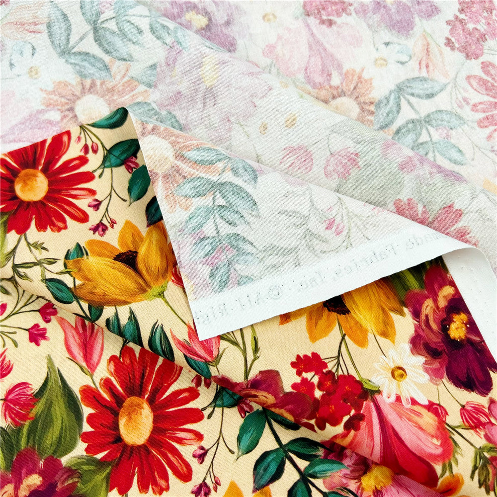 Floral Flowers Baby girl boy Flower Cotton Fabric for DIY clothes, bibs, coated, bed sheets Cotton Cloth Home Decro