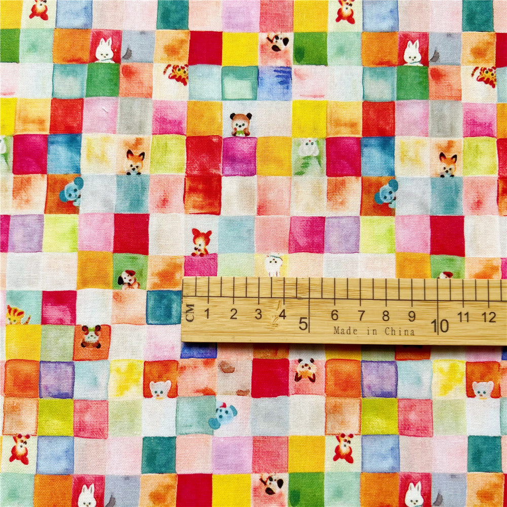 110cm Width Animal Cute Rainbow cotton fabric Patchwork Sewing Quilting Boys girls shirt clothes handmade bedding scarf mask