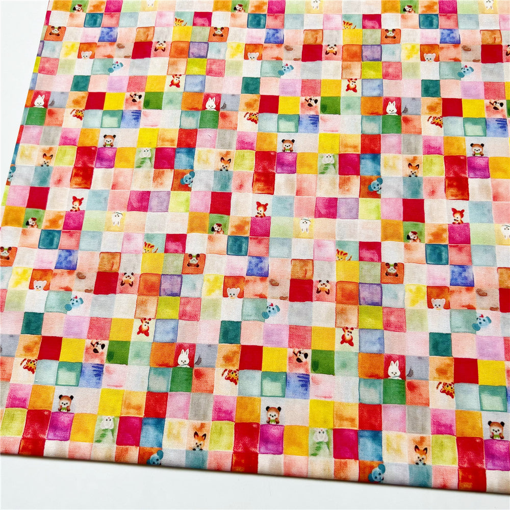 110cm Width Animal Cute Rainbow cotton fabric Patchwork Sewing Quilting Boys girls shirt clothes handmade bedding scarf mask