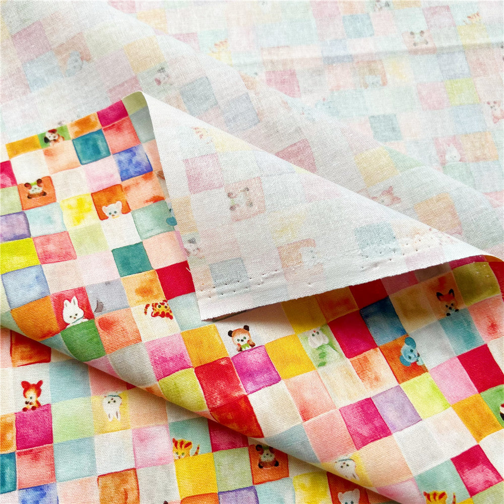 110cm Width Animal Cute Rainbow cotton fabric Patchwork Sewing Quilting Boys girls shirt clothes handmade bedding scarf mask