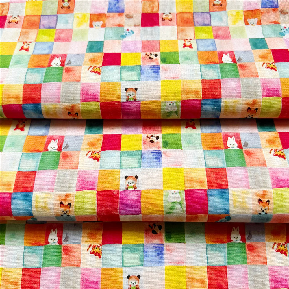 110cm Width Animal Cute Rainbow cotton fabric Patchwork Sewing Quilting Boys girls shirt clothes handmade bedding scarf mask