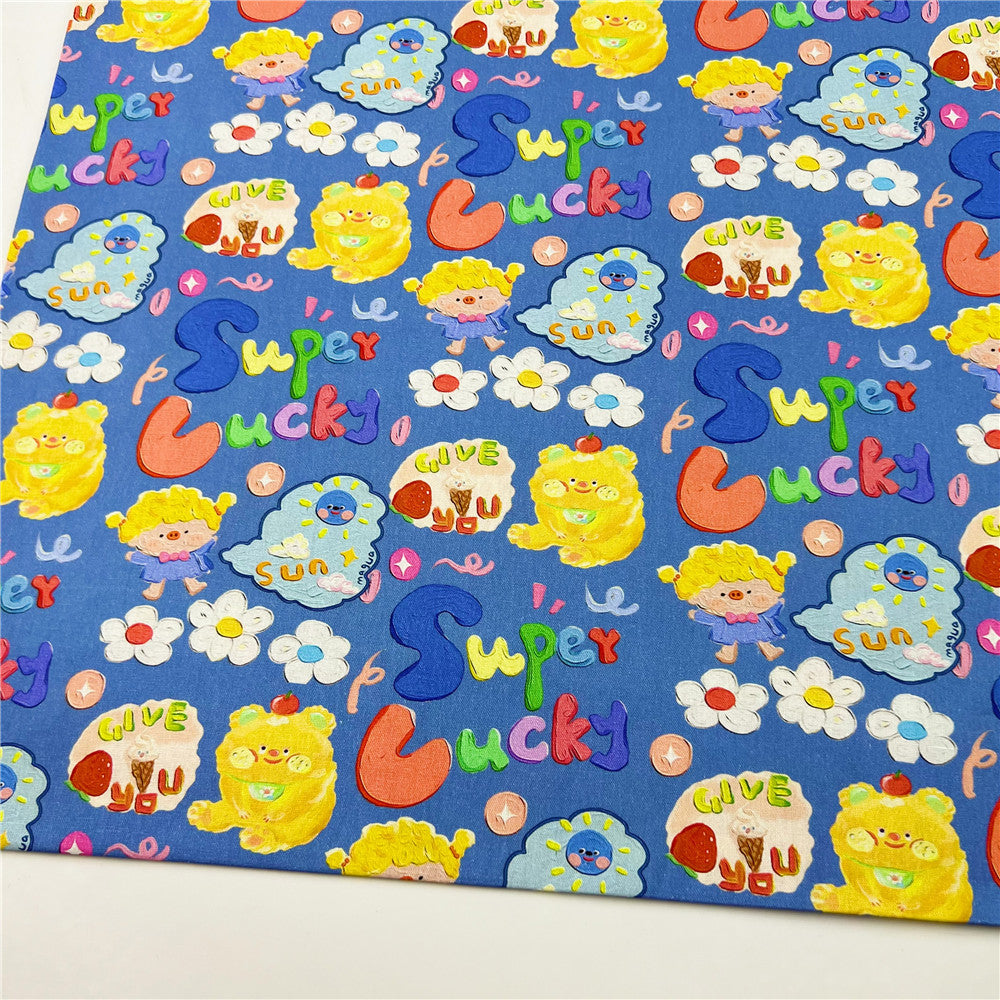 Lucky Cute Graffiti Girl Plain cotton fabric for Sewing Quilting Accessories DIY Cotton Fabric Cloth Sewing Quilting Fabrics