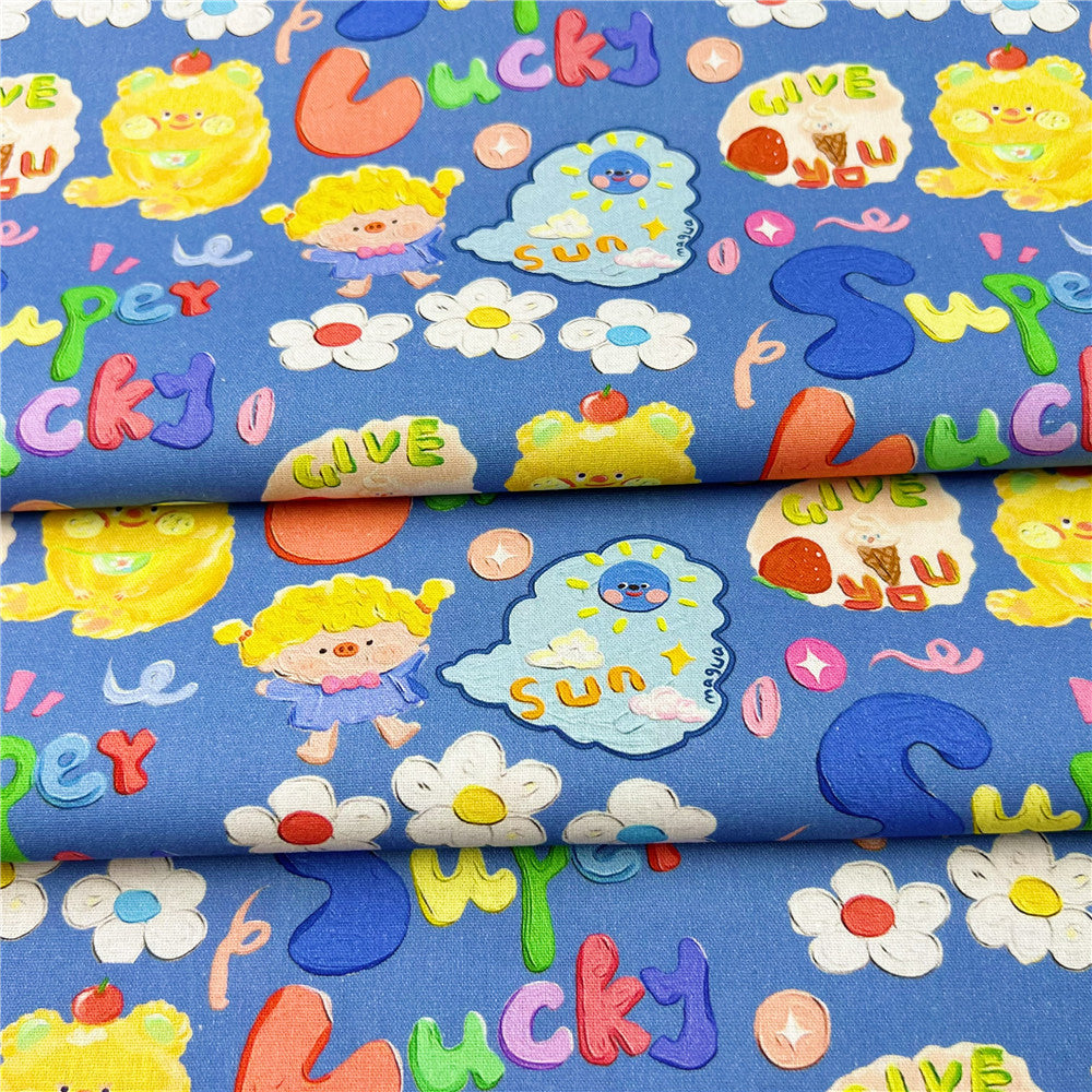 Lucky Cute Graffiti Girl Plain cotton fabric for Sewing Quilting Accessories DIY Cotton Fabric Cloth Sewing Quilting Fabrics