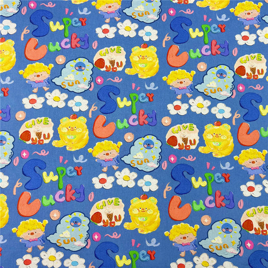 Lucky Cute Graffiti Girl Plain cotton fabric for Sewing Quilting Accessories DIY Cotton Fabric Cloth Sewing Quilting Fabrics