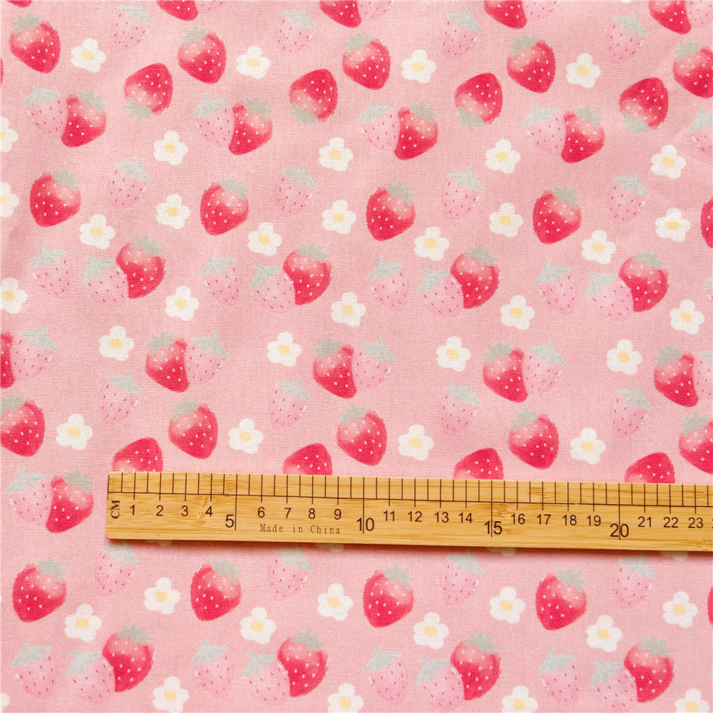 Strawberry fruit pink Cotton Fabric Kitten Printed Cloth Sewing Quilting Fabrics For Patchwork DIY Materials