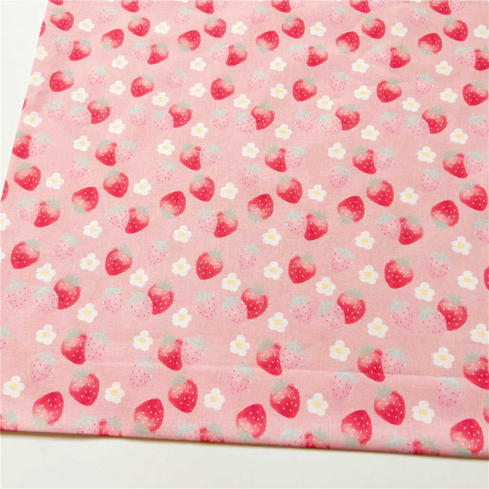 Strawberry fruit pink Cotton Fabric Kitten Printed Cloth Sewing Quilting Fabrics For Patchwork DIY Materials