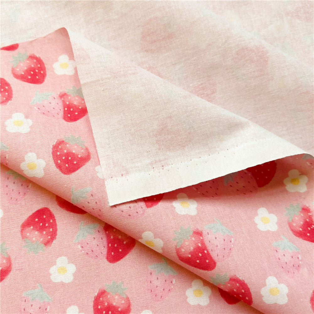 Strawberry fruit pink Cotton Fabric Kitten Printed Cloth Sewing Quilting Fabrics For Patchwork DIY Materials