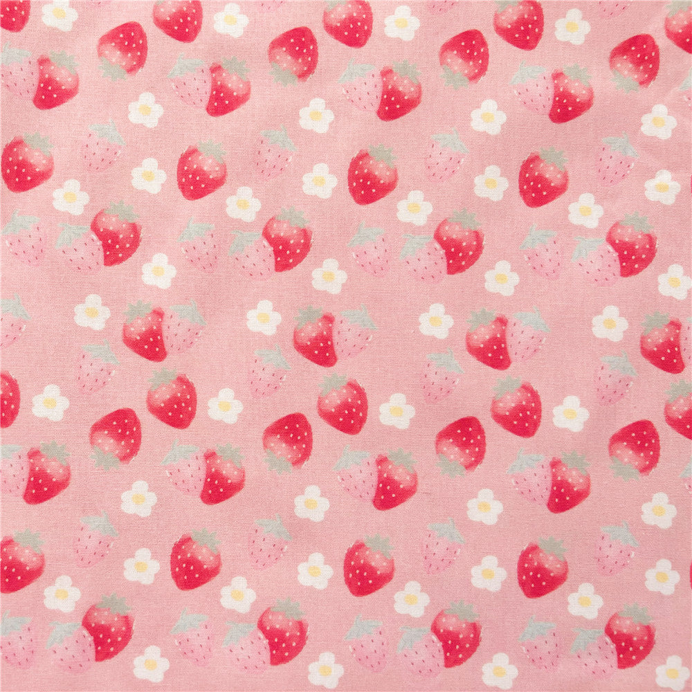 Strawberry fruit pink Cotton Fabric Kitten Printed Cloth Sewing Quilting Fabrics For Patchwork DIY Materials