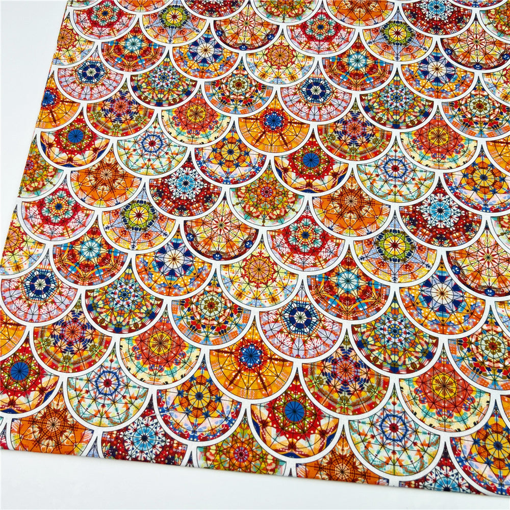 vintage weave ethnic style retro circula  pattern cotton fabric plain dress fabric handmade DIY curtain tablecloth