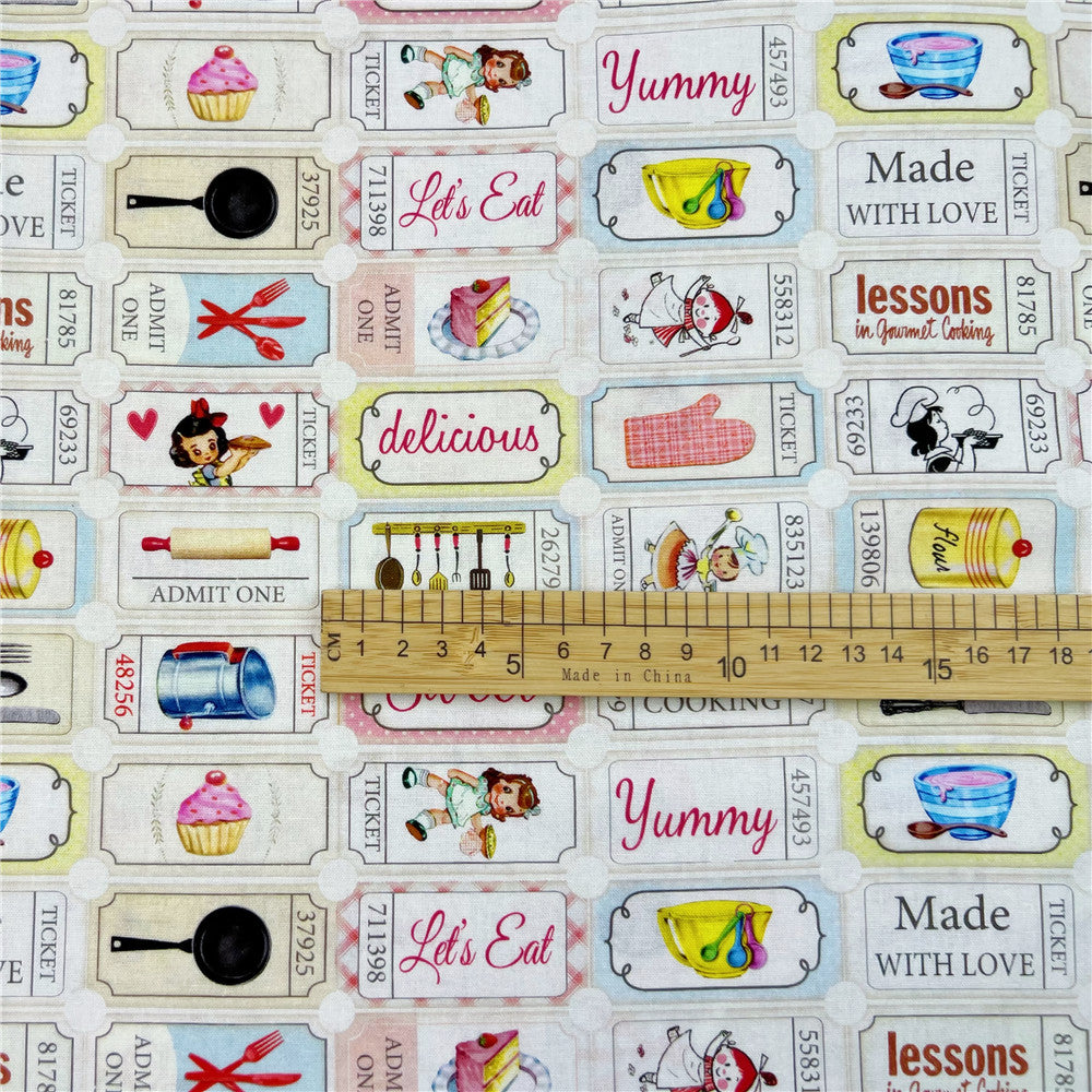 Stamp baking little girl's kitchen food cotton fabric for Sewing Quilting Accessories DIY Tablecloth decoration bag Material