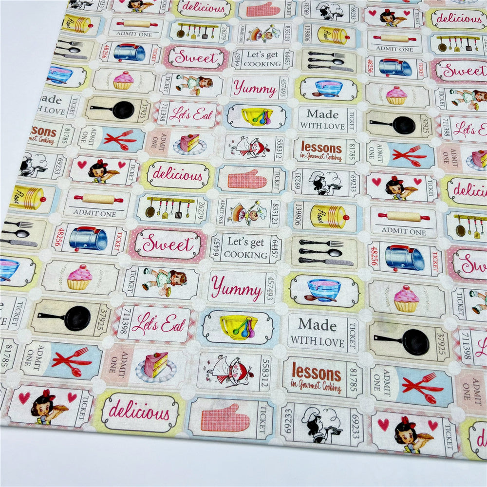 Stamp baking little girl's kitchen food cotton fabric for Sewing Quilting Accessories DIY Tablecloth decoration bag Material