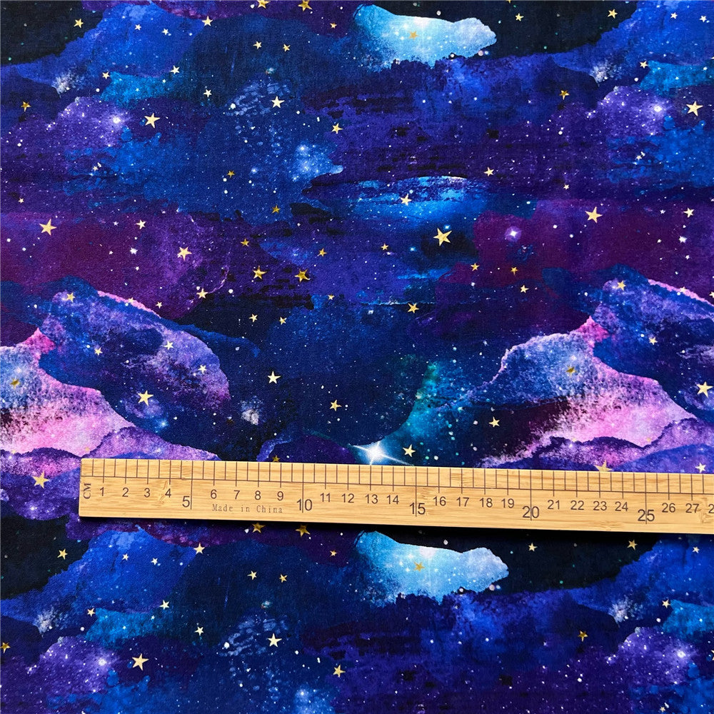 Purple and blue stars and clouds are beautiful Cotton Fabric for DIY clothes, bibs, coated, bed sheets Cotton Cloth Home Decro