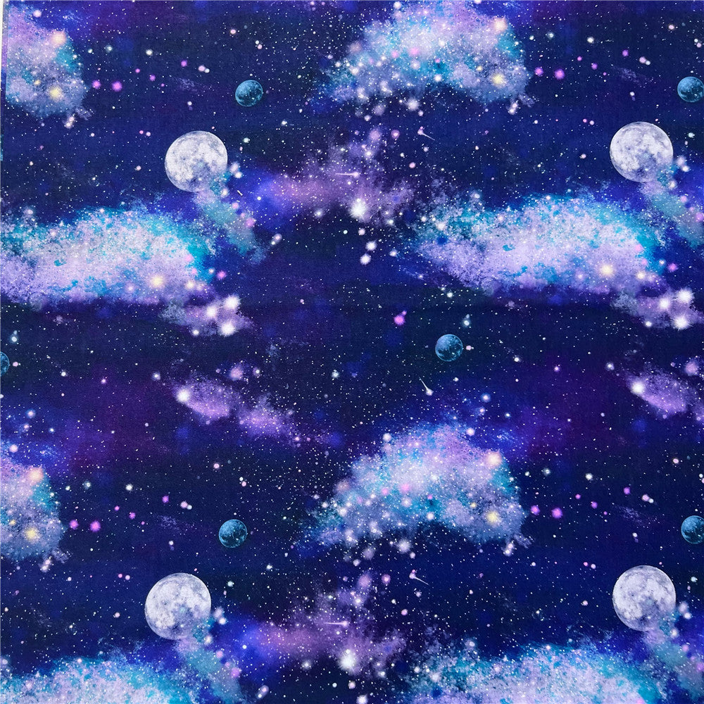 Purple clouds, stars, moon and sky cotton fabric Patchwork Sewing Quilting diy baby shirt bedding clothing handmade Material