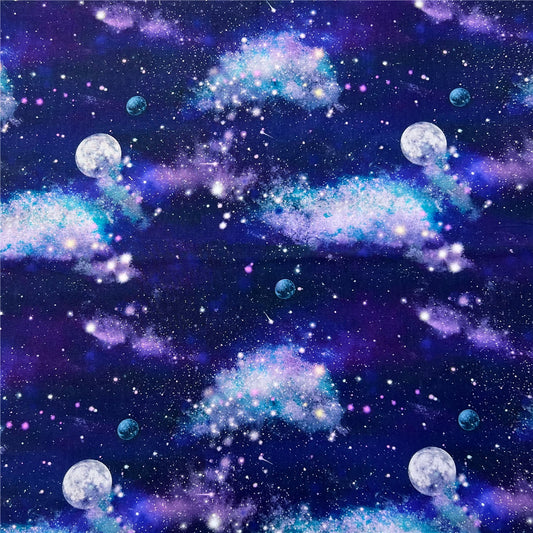 Purple clouds, stars, moon and sky cotton fabric Patchwork Sewing Quilting diy baby shirt bedding clothing handmade Material