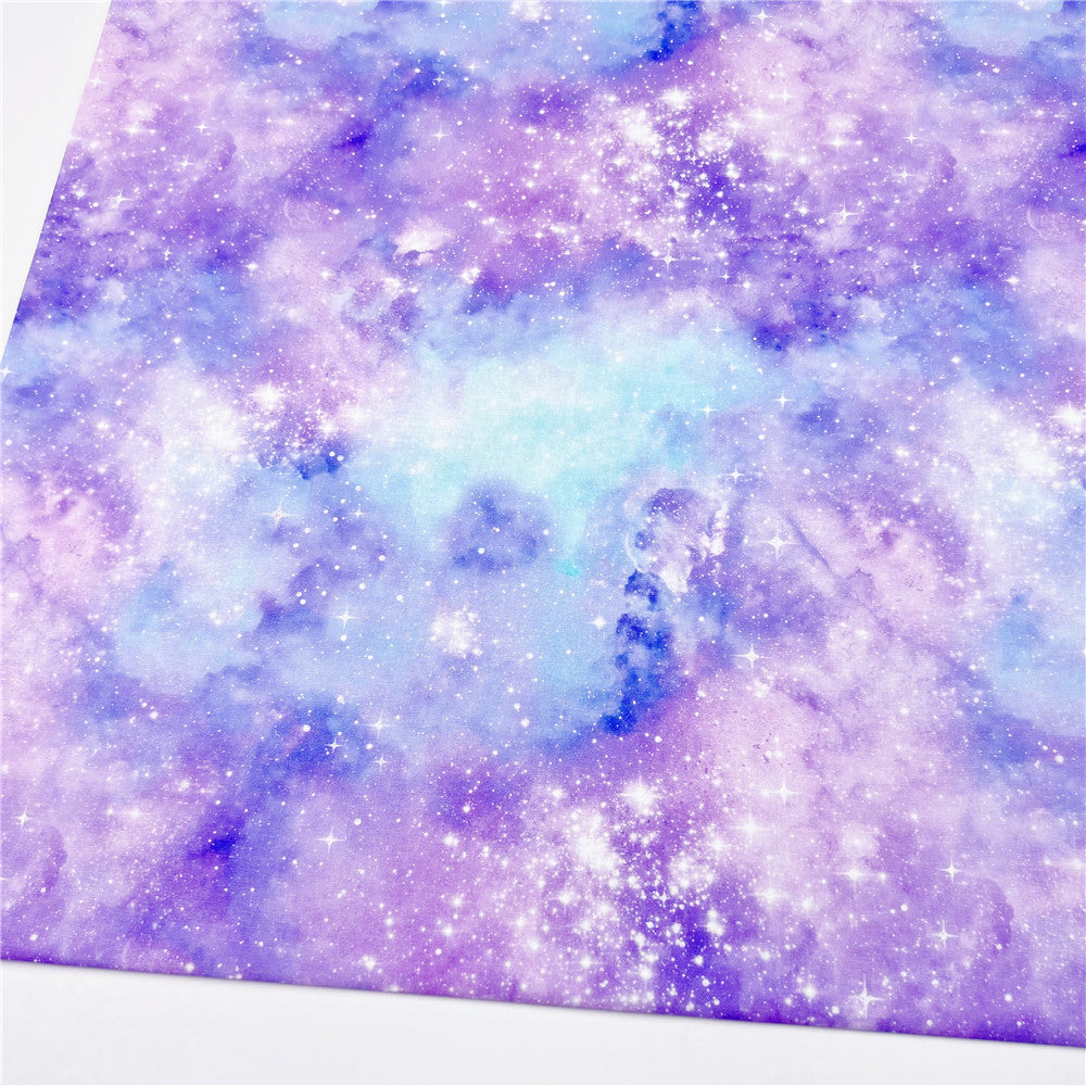 Purple and blue fantasy Halo dyeing print Cotton fabric flat material hat children's dress DIY tablecloth Pillowcase Material