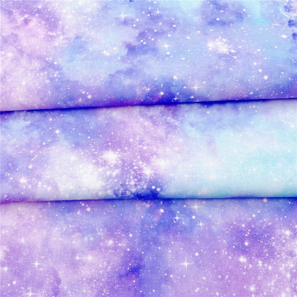 Purple and blue fantasy Halo dyeing print Cotton fabric flat material hat children's dress DIY tablecloth Pillowcase Material