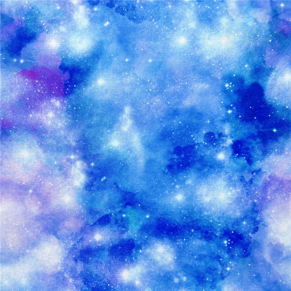 Blue starry sky watercolor fantasy Halo dyeing print cotton Fabric material hat child dress DIY tablecloth Pillowcase Material