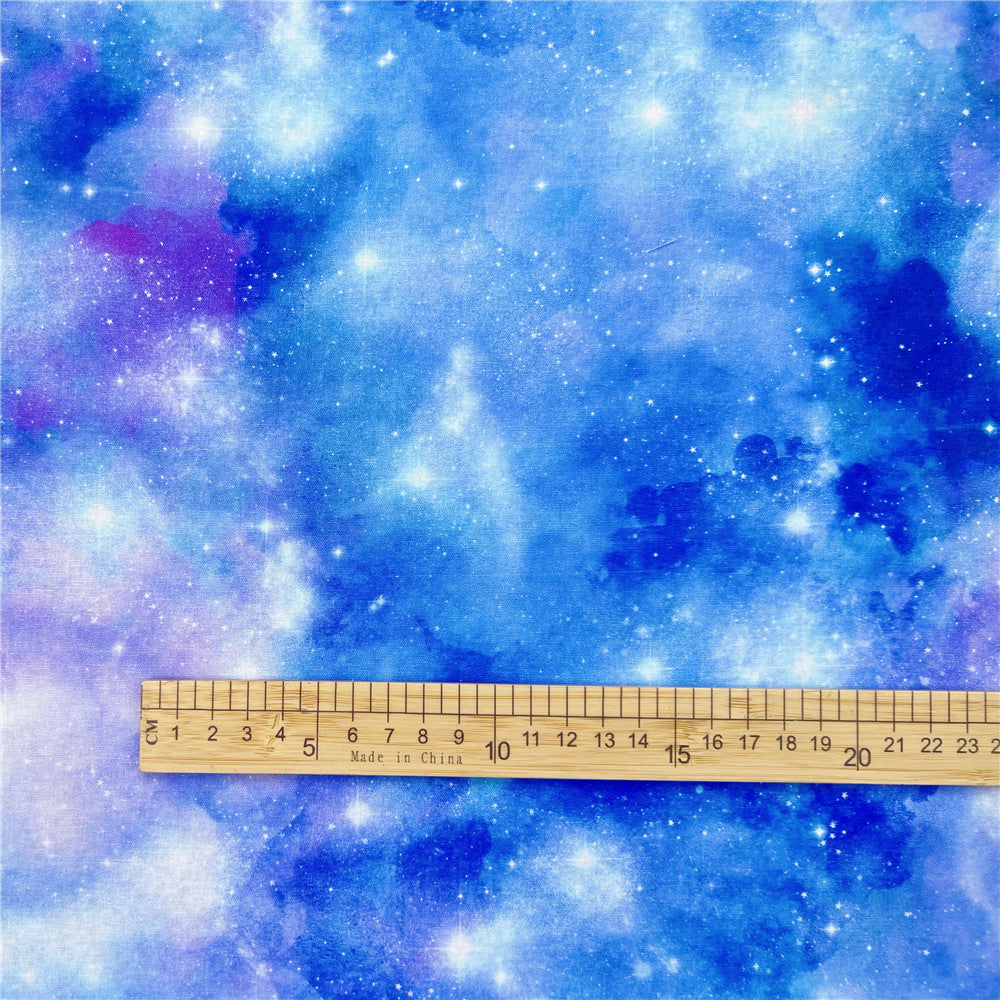 Blue starry sky watercolor fantasy Halo dyeing print cotton Fabric material hat child dress DIY tablecloth Pillowcase Material