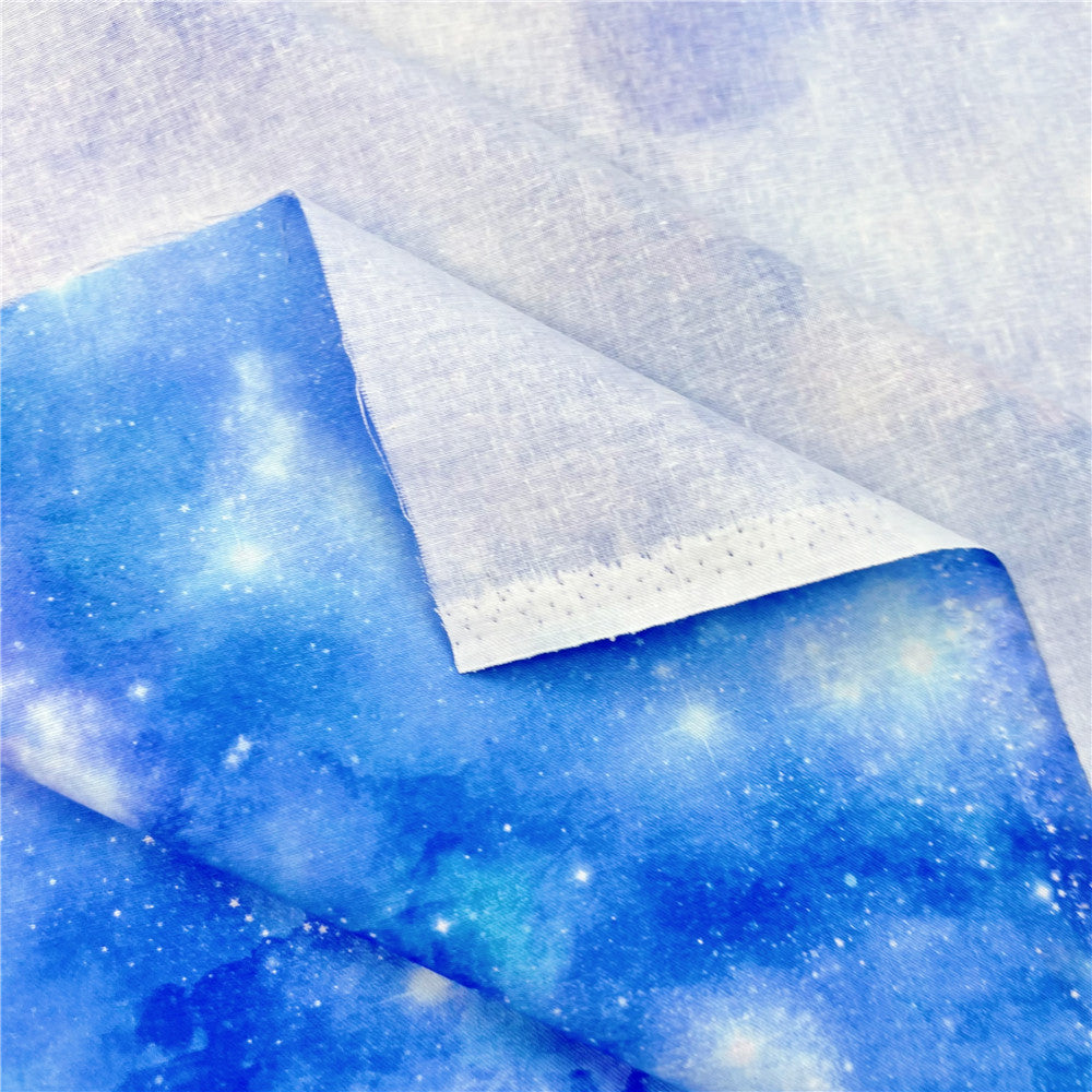 Blue starry sky watercolor fantasy Halo dyeing print cotton Fabric material hat child dress DIY tablecloth Pillowcase Material