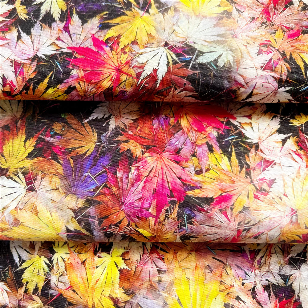 Cotton Fabric Maple leaves and fallen leaves in autumn Sewing Cloth baby Dress Clothing Textile Tissue Patchwork Mask headscarf