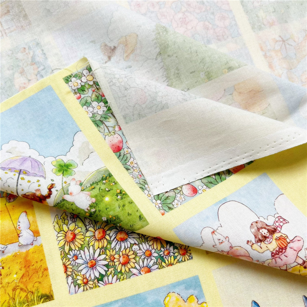 100% Cotton Fabric Cute flower jigsaw girl cartoon Printed Cotton Fabric DIY Patchwork Textile Tissue Home Decor