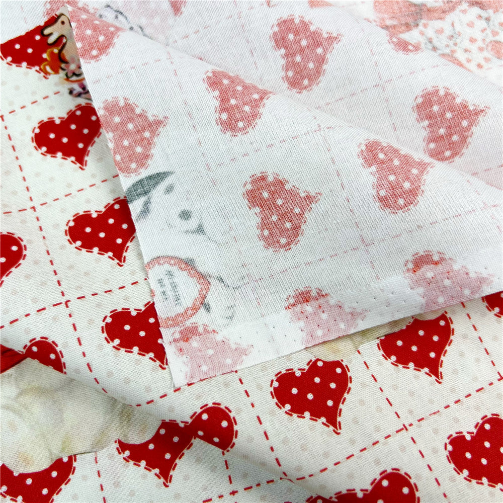 Vintage Showa Love Animals Cotton Fabric Valentine's Day Sewing Cloth baby Dress Clothing Textile Tissue Patchwork headscarf