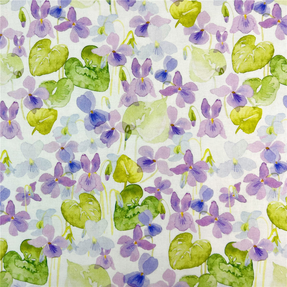 Watercolor lilac flowers Cotton Fabric Sewing Quilting Cloth star pattern Patchwork Needlework Handmade DIY Material