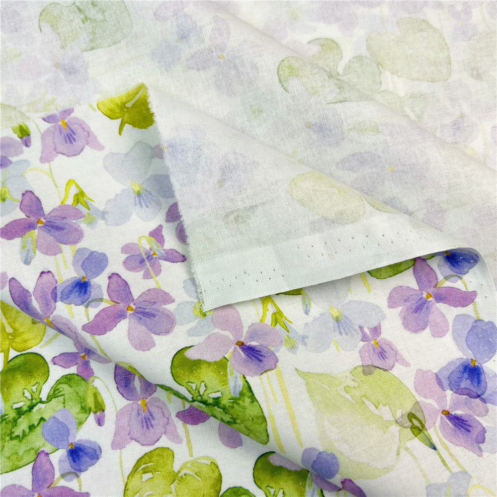 Watercolor lilac flowers Cotton Fabric Sewing Quilting Cloth star pattern Patchwork Needlework Handmade DIY Material