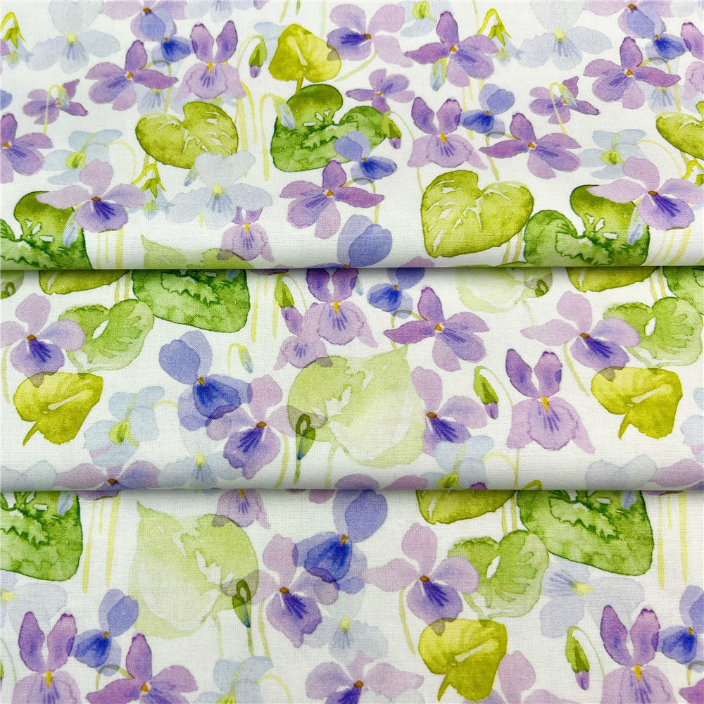 Watercolor lilac flowers Cotton Fabric Sewing Quilting Cloth star pattern Patchwork Needlework Handmade DIY Material