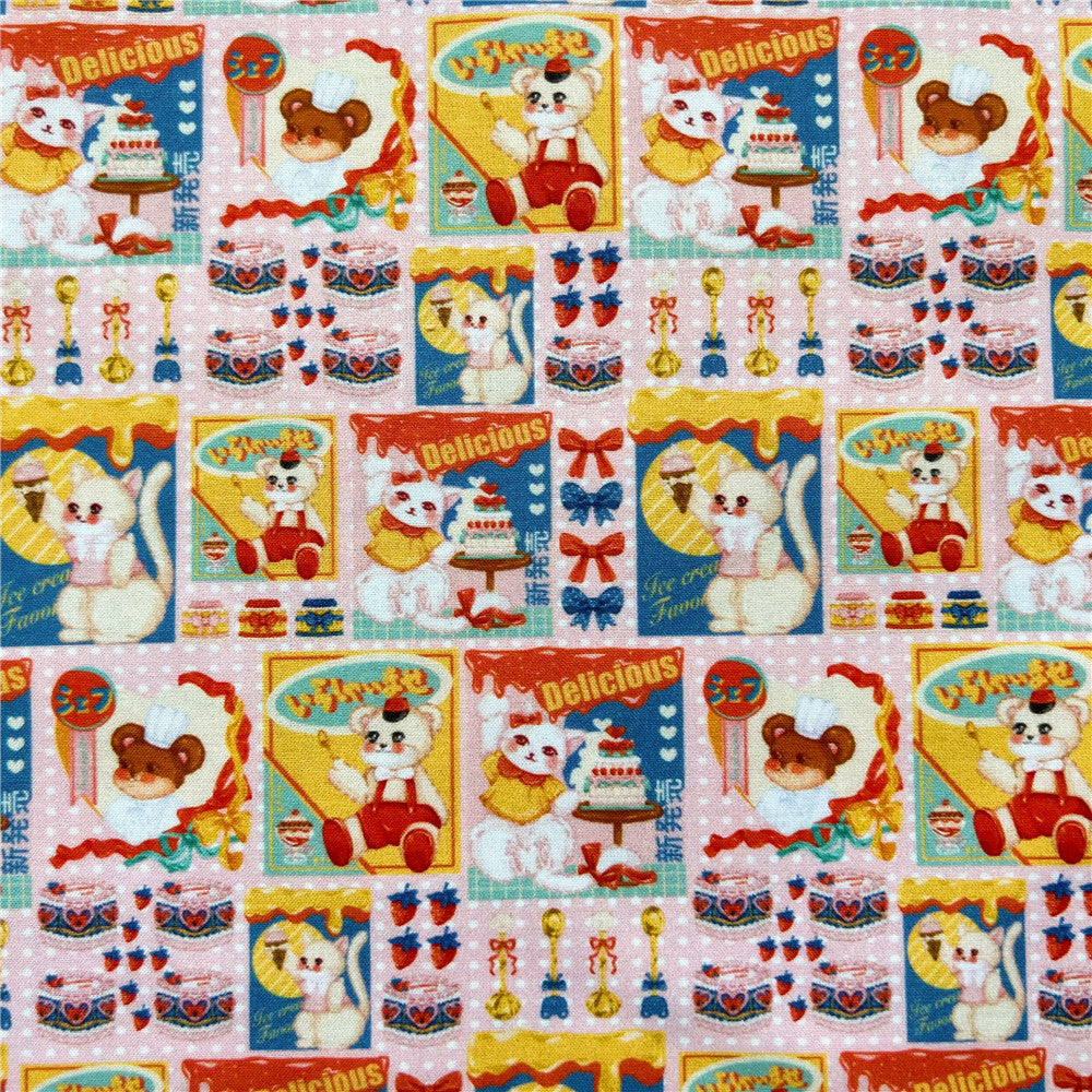 Retro Showa Puzzle Animal Poster cotton Fabric Patchwork Tissue Kid Home Textile Sewing Doll Dress Curtain