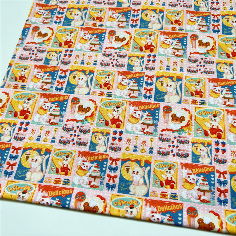 Retro Showa Puzzle Animal Poster cotton Fabric Patchwork Tissue Kid Home Textile Sewing Doll Dress Curtain